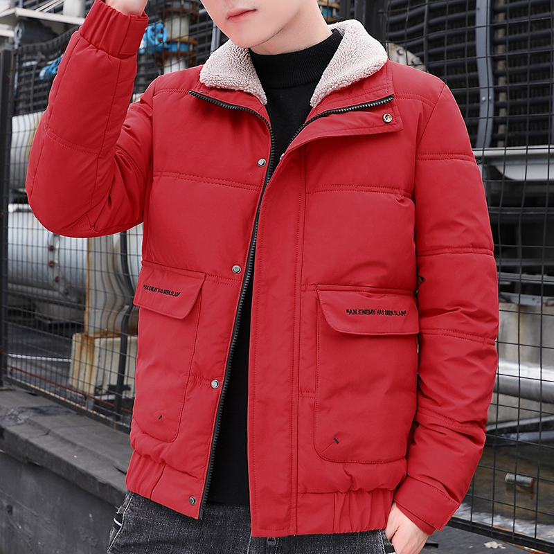 baluoshang棉衣男士外套秋冬季2020新款冬天加厚棉袄子毛领羽绒棉服