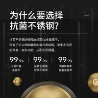 康巴赫(KBH)锅具 第四代抗菌不锈钢炒锅32cm少油烟蜂窝锅具送三件套[刀具管制地区,赠品刀更换油壶]CHC32A4
