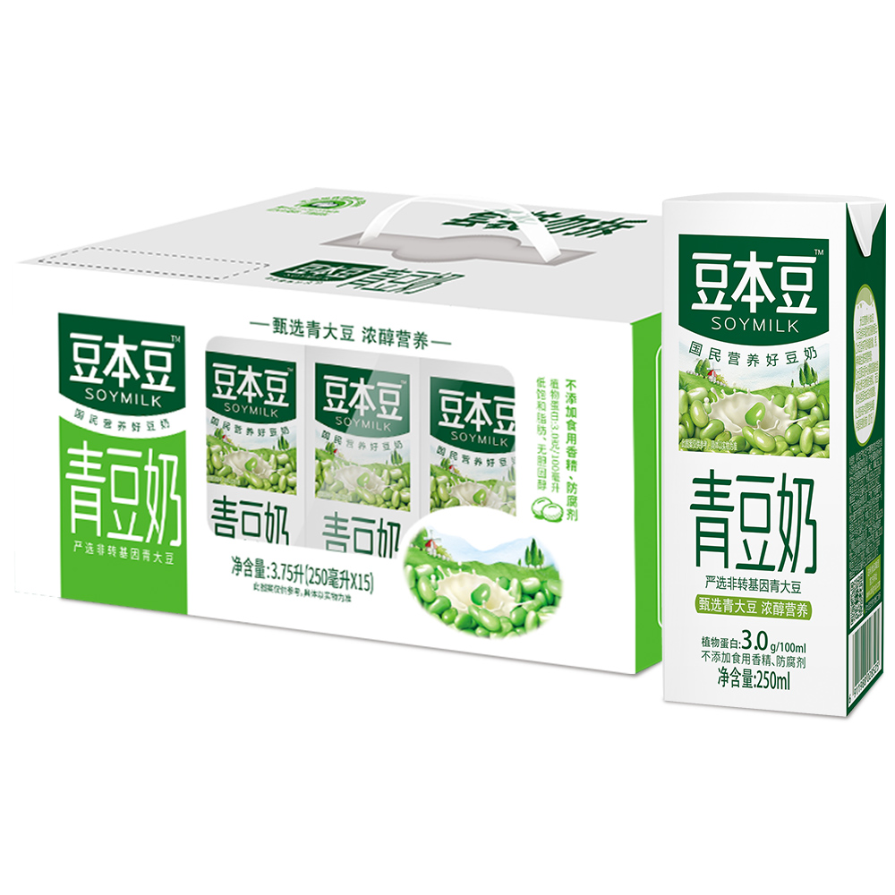 豆本豆 青豆奶 250ml*15 3750ML 盒装(新老包装随机发货)高清大图