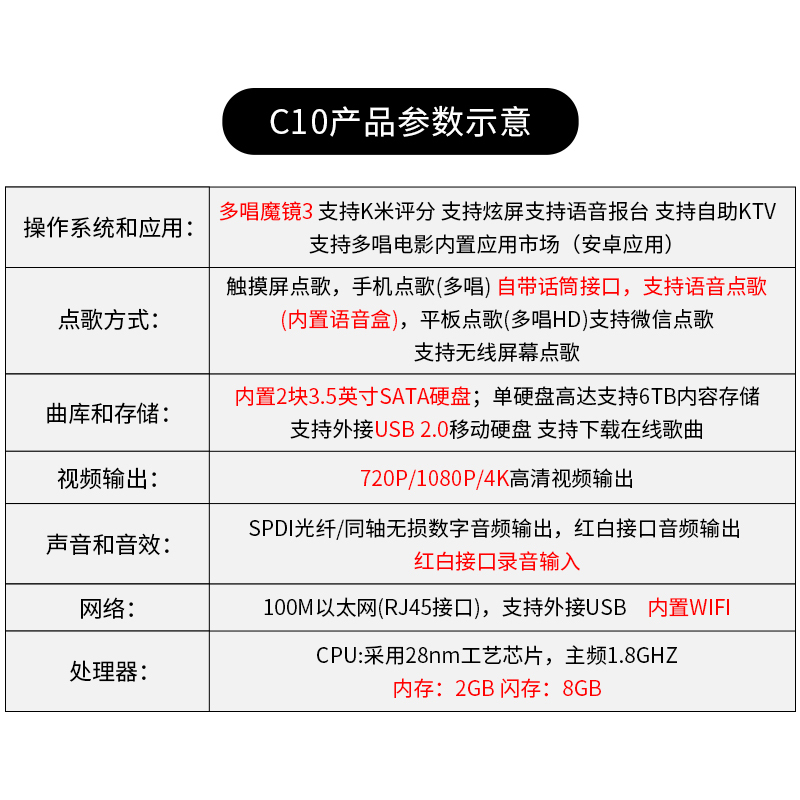 eVideo/视易C10 21.5英寸一体机内置3TB硬盘白色台式架 家用商用卡拉OK点唱机 高清智能语音点歌机