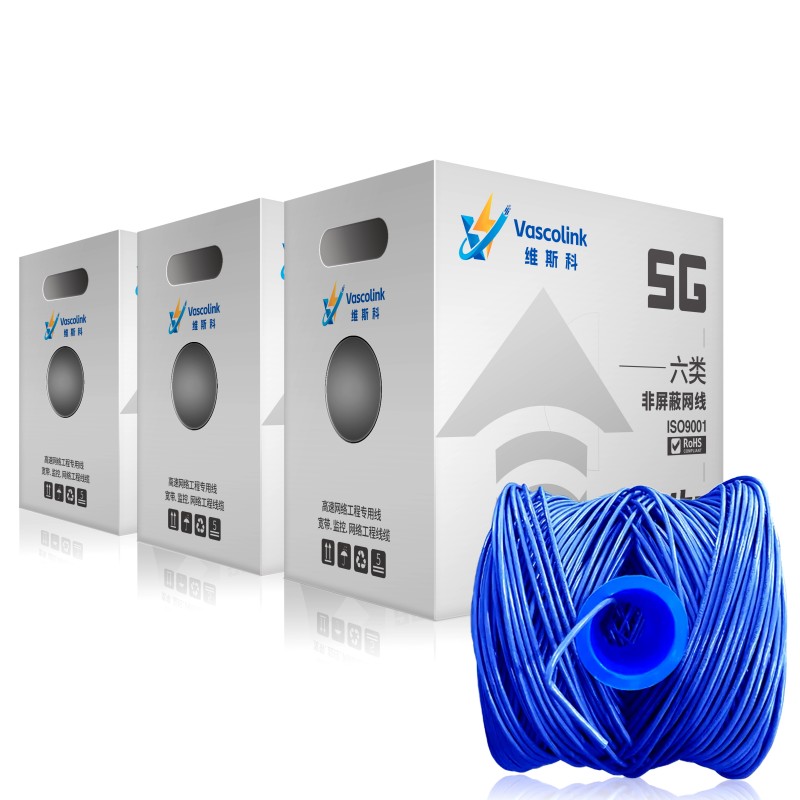 维斯科 VasF-C6-56BL 0.56mm线径 六类4对非屏蔽网线 305.00米/箱(计价单位:箱)蓝色高清大图