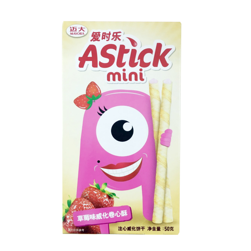 爱时乐草莓味威化卷心酥50g盒装