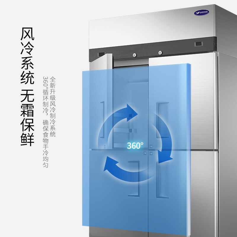 银都四门冰箱商用冰柜插盘柜风冷速冻机慕斯烤盘柜披萨托盘冷冻柜 六门双温(1/3冷冻)