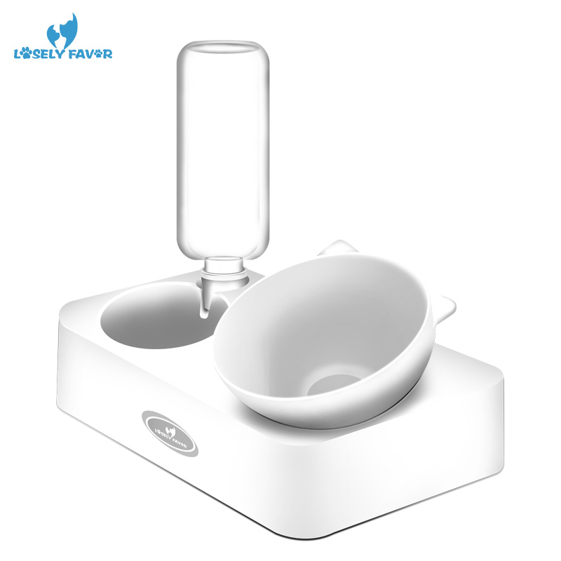 狗盆狗碗猫碗双碗自动饮水食盆狗粮碗宠物水碗防打翻饭盆猫咪用品 【猫耳碗】-L 自动续水双碗（猫狗通用）