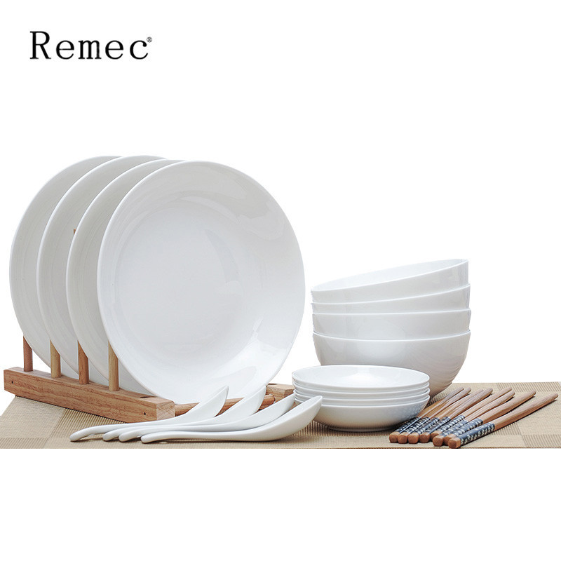 金禹瑞美(Remec)套装 唐山骨瓷纯白(DM) 20头骨瓷餐具套装 骨瓷餐具 陶瓷餐具 礼品礼盒餐具