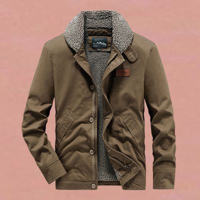 JPDUN吉普盾冬季男棉袄外套加绒厚款棉衣欧美休闲夹克棉服 XL 咖啡6801雨林
