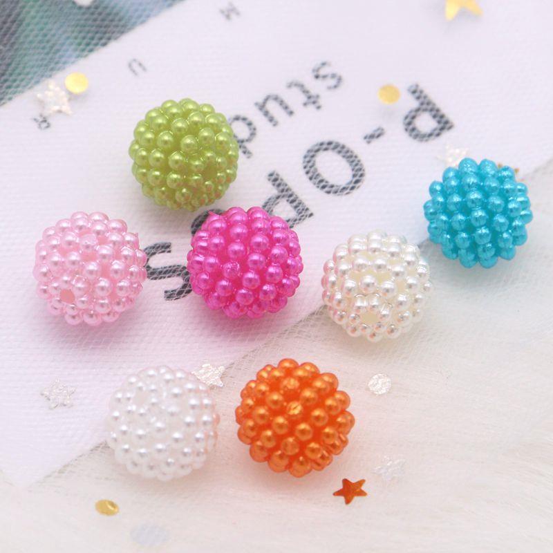 12mm仿珍珠杨梅球diy手工饰品配件串珠项链发饰吊坠材料珠子红色50克