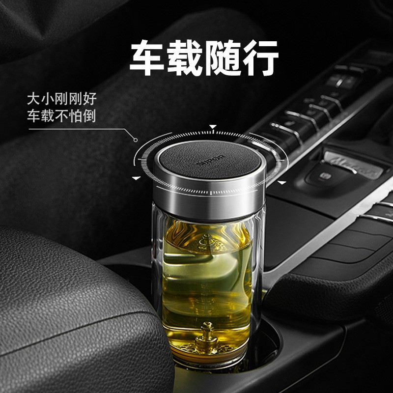 苏泊尔(SUPOR) 双层玻璃泡茶杯 360ml 牛皮棕 KC36JH10高清大图