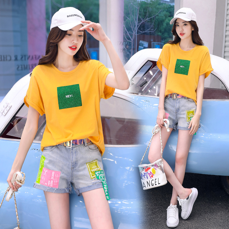 夏款套装女时尚两件套女士新品洋气时髦宽松上衣配短裤休闲清新潮