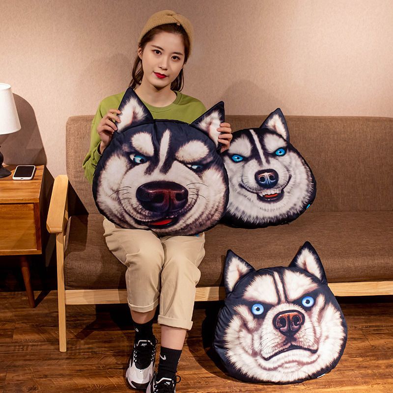 哈士奇抱枕被子两用办公室午睡枕头二合一空调被车用靠枕夏凉小被 哈士奇空调被[大笑] 小号38*30CM被子1*1.5米