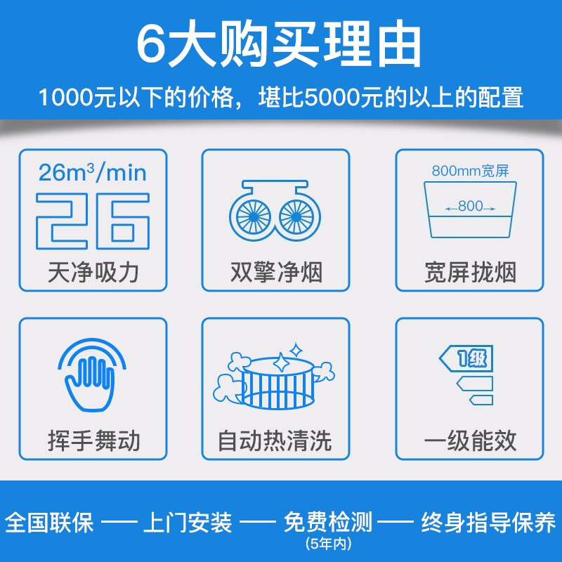 26立方大吸力 双电机 先科(SAST)油烟机侧吸式抽油烟机厨房大吸力一体脱排免拆自动清洗双核电机抽油烟机