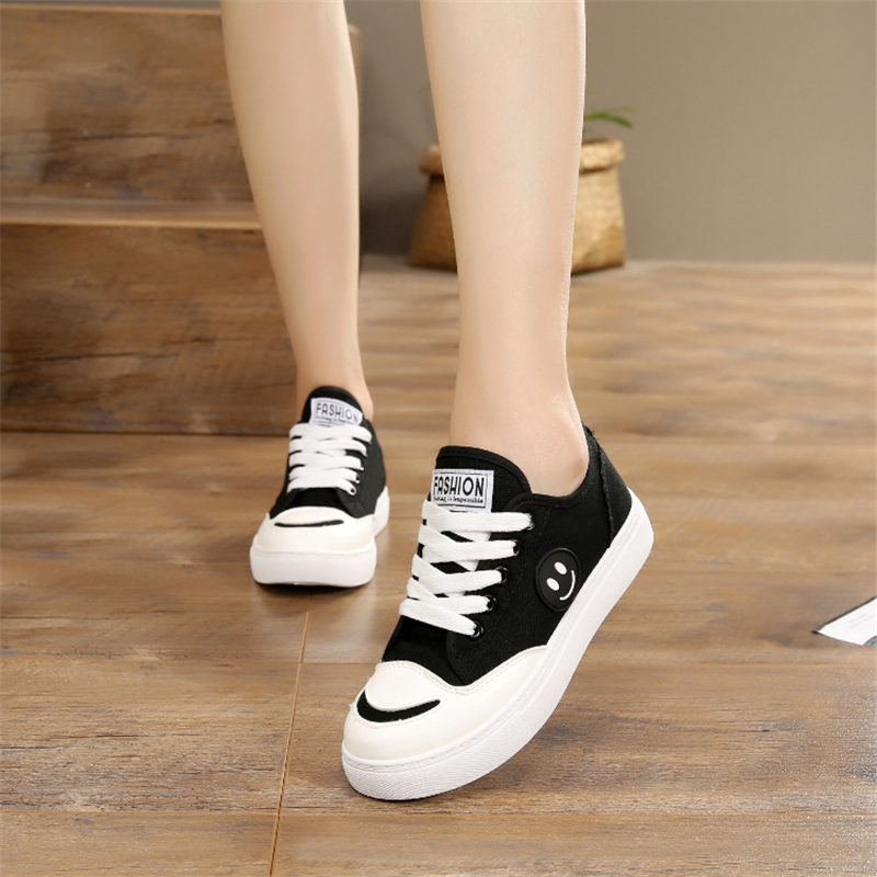 暖青汇2021春秋新款运动帆布鞋女生韩版少女平底休闲鞋初中学生百搭