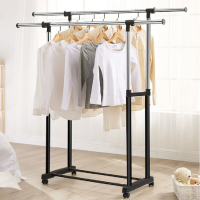 博威 带轮伸缩可移动晾衣架 晾衣架落地晾衣杆