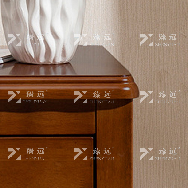 臻远 ZY4030706 床头柜胡桃色床边收纳储物柜