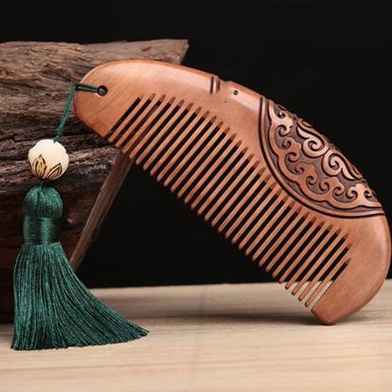 桃木梳木梳卷梳随身家用大号宽齿女教师节梳子创意简约家居家用浴室