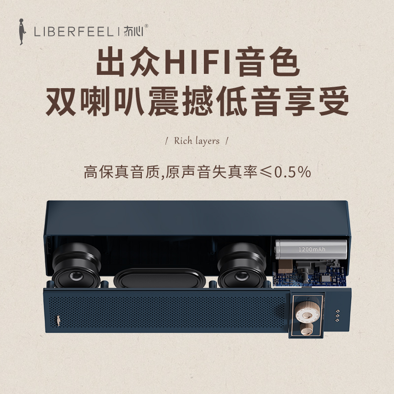 冇心Liberfeel蓝牙音箱音响无线蓝牙小音箱小音响 家用音响小便携式蓝牙音箱小音响小型复古蓝牙小音箱-樱粉