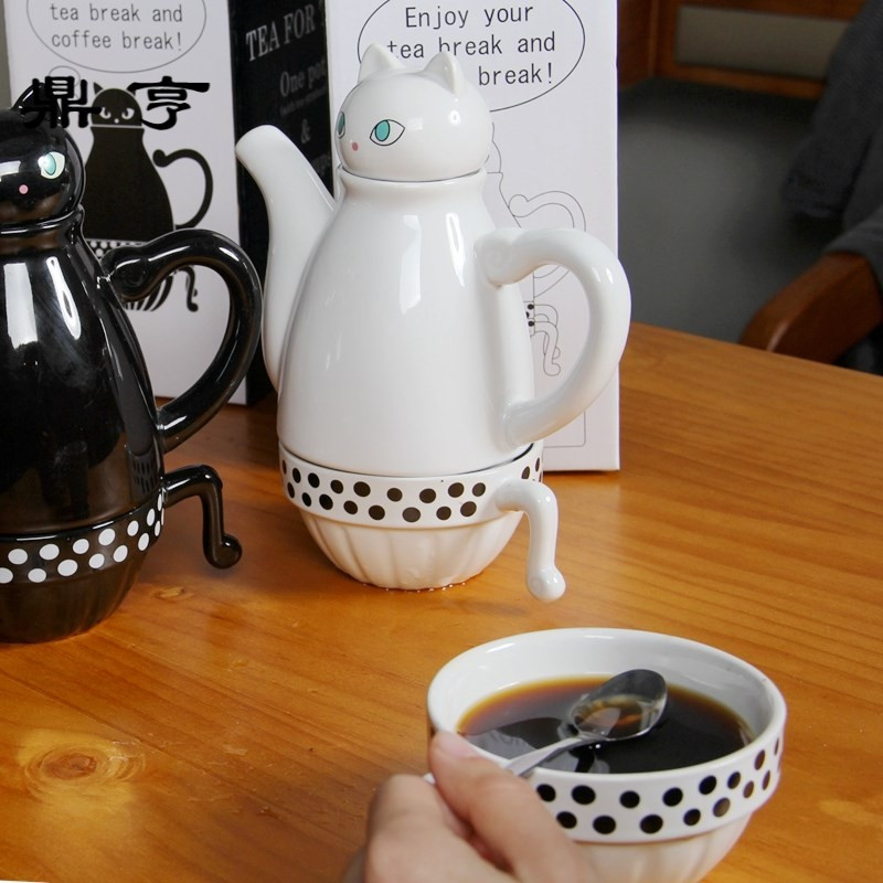 鼎亨日本创意陶瓷小茶壶套装家用个性泡茶水壶带过滤网英式茶具红