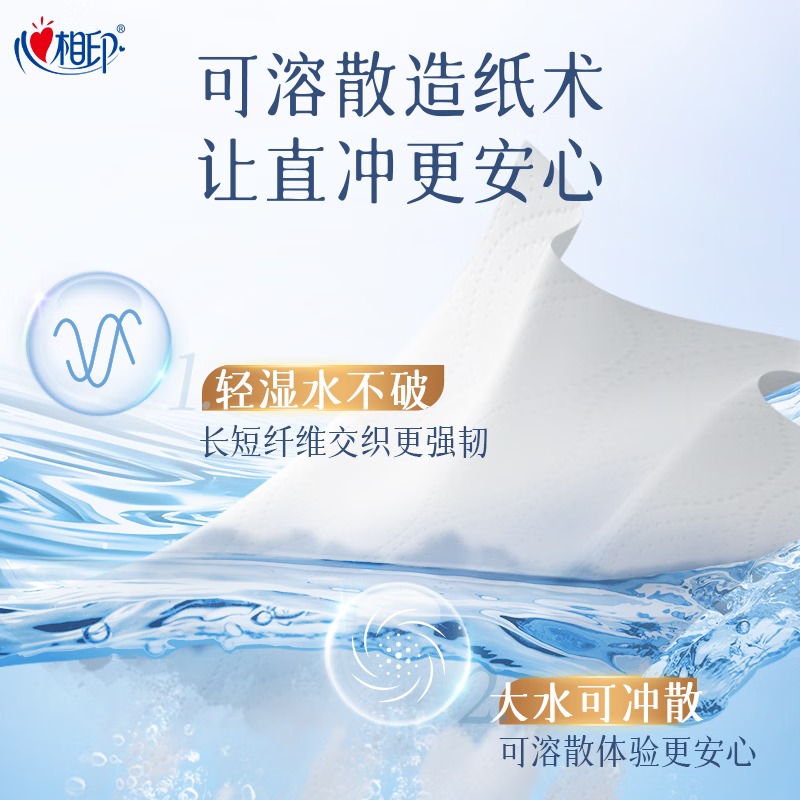 心相印 抽纸 BDT2080(6包)80抽四层塑装净柔可溶卫生纸*8提高清大图