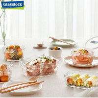 三光云彩(GLASSLOCK)耐热钢化玻璃保鲜盒4件套微烤两用饭盒便当盒不保温
