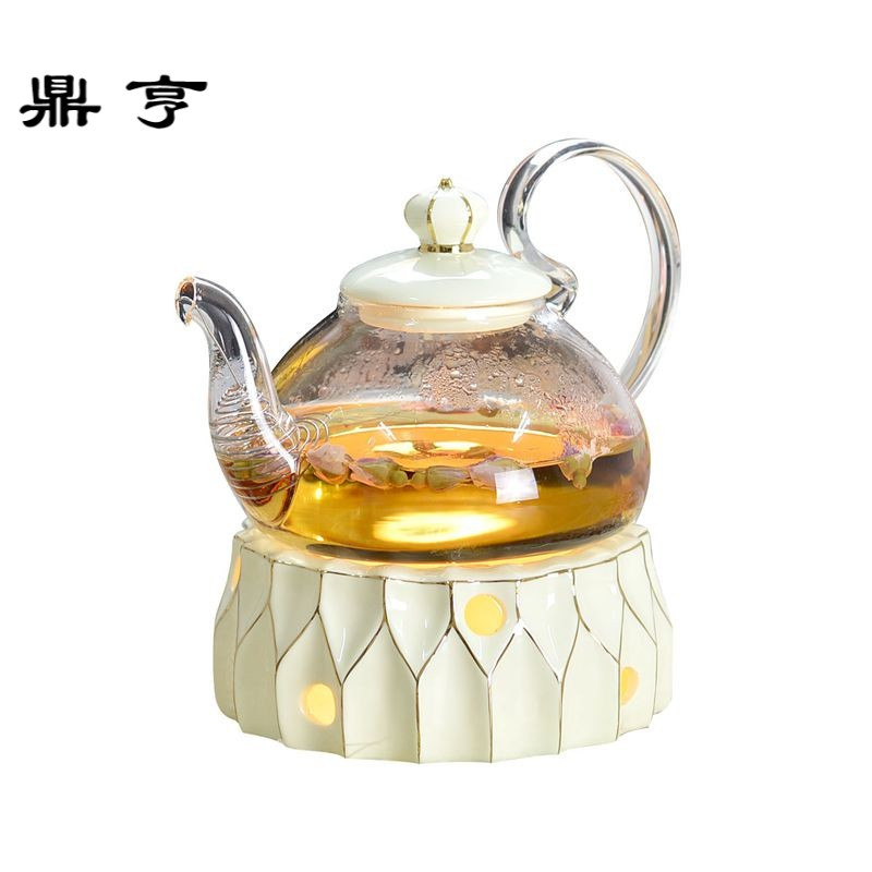 鼎亨玻璃壶明火烧水壶煮花茶水果茶壶耐热红茶花茶具陶瓷底座温