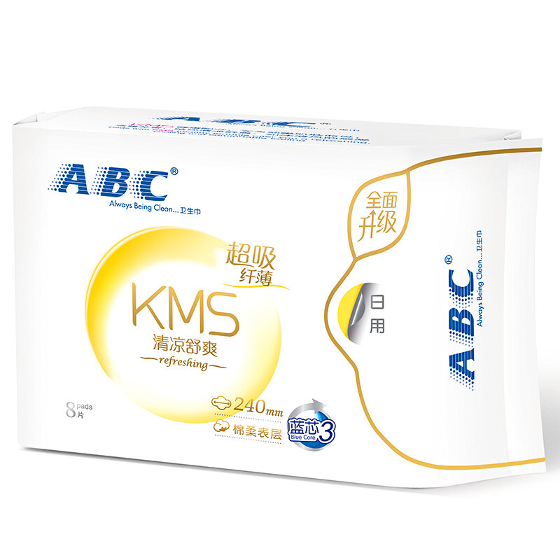 ABC 纤薄棉柔日用240卫生巾1包8片高清大图
