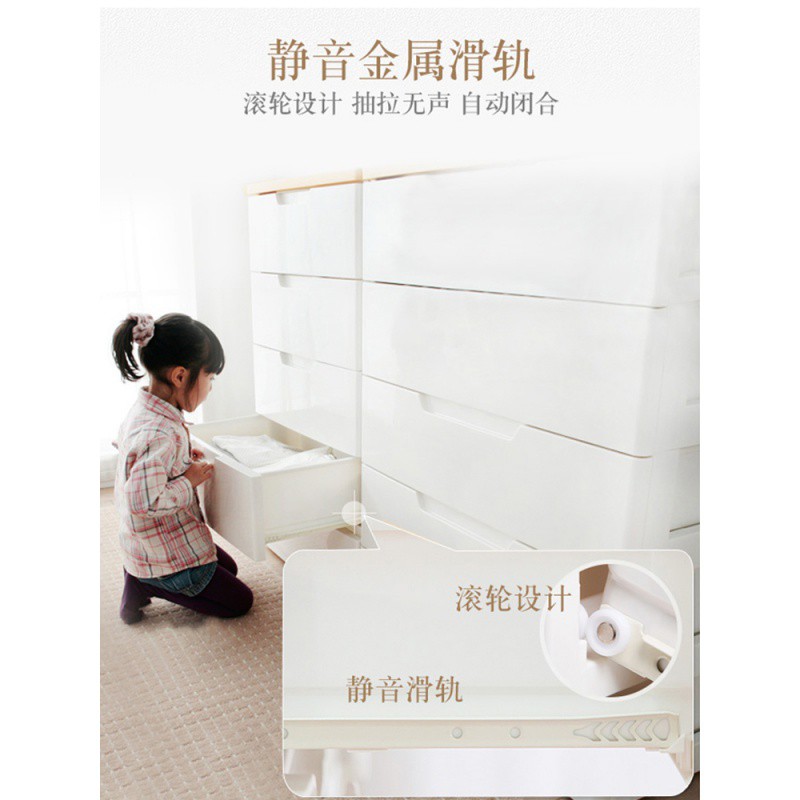 日本儿童衣柜HG555B塑料抽屉式储物柜子整理箱爱丽丝收纳柜 三维工匠高清大图