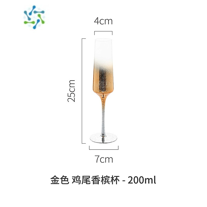 三维工匠态生活 北欧ins星空高脚杯家用水晶玻璃红酒杯套装香槟杯鸡尾酒杯 星空金 高脚香槟杯