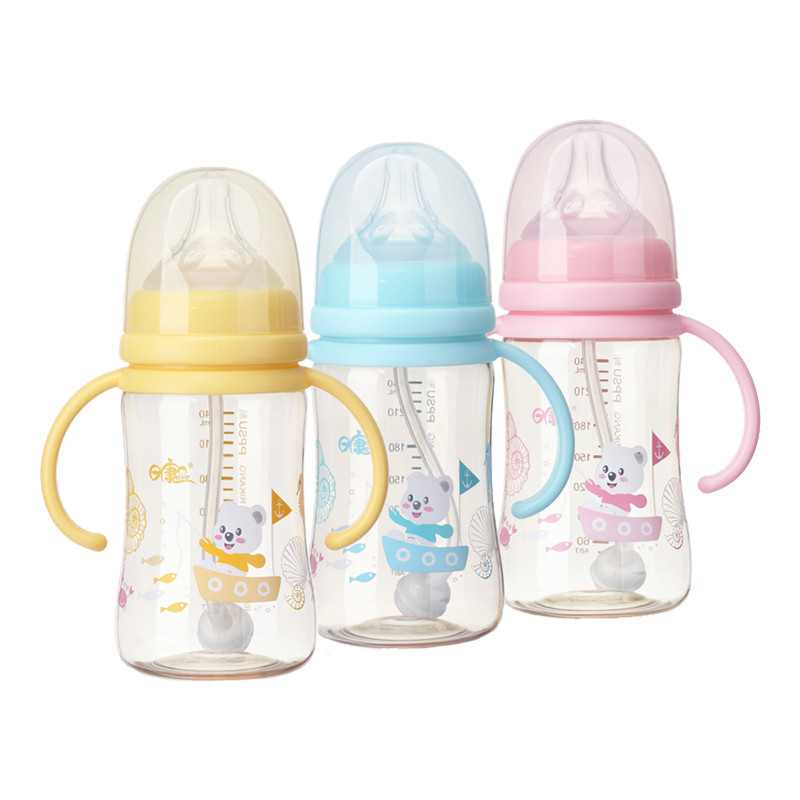 [苏宁自营]日康(rikang)宽口有柄自动奶瓶(240ML ppsu)RK-3165 PPSU带手柄吸管