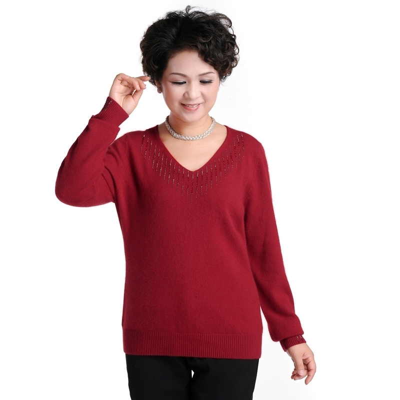 中老年女性秋装新款针织衫大码妈妈装人气羊绒衫秋冬毛衣加肥加大