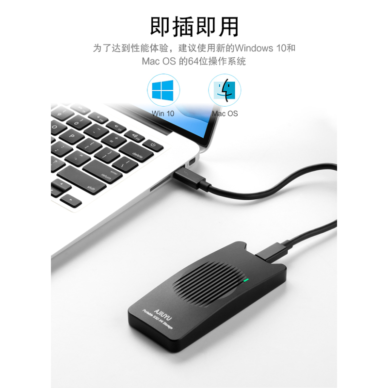 久宇 雷电3硬盘盒NVME M.2固态SSD移动硬盘盒40Gbps高速传输雷电三电脑外置硬盘盒