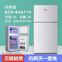小冰箱美妆冰箱车载220V一个人用的冰箱新款宿舍一级节能119L双门银色