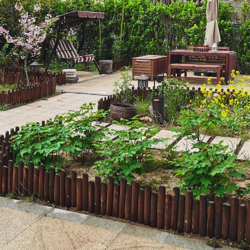 防腐木栅栏花园围栏庭院花坛实木插地小篱笆户外装饰木桩围墙护栏