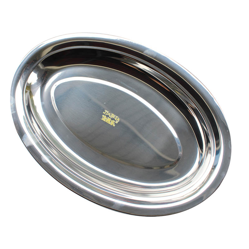 金迪乐不锈钢椭圆形菜碟子蛋形鱼盘高清大图