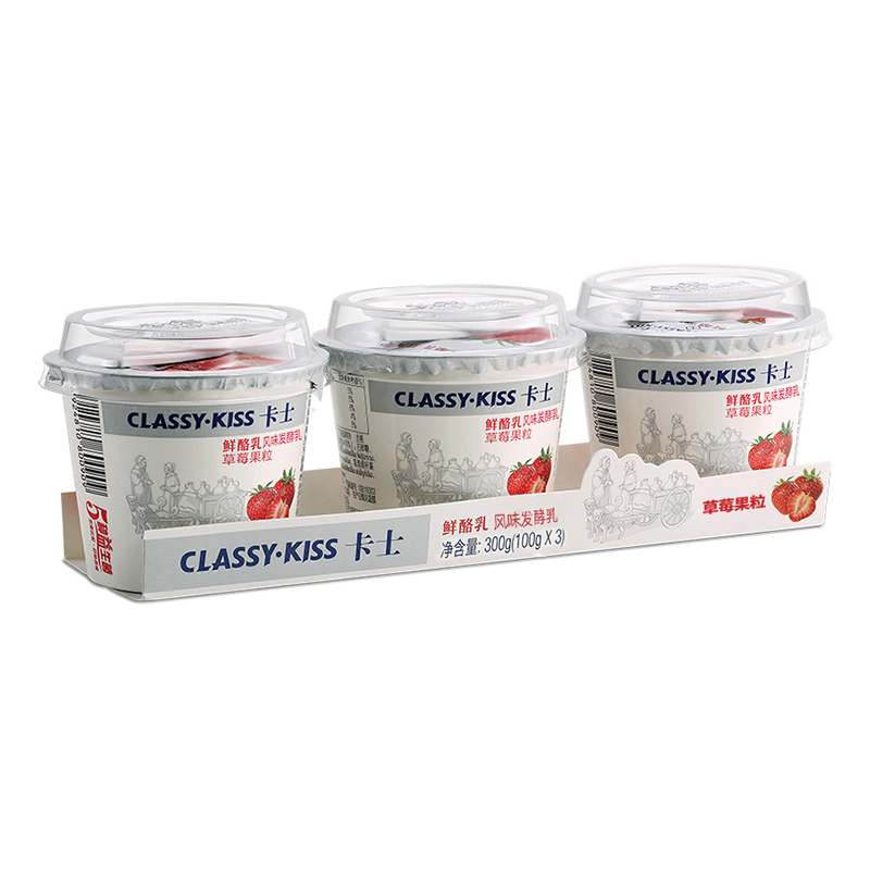 卡士(CLASSY-KISS) 鲜酪乳 100g*18杯(原味6+草莓6+蓝莓6)低温酸奶酸牛奶 风味发酵乳