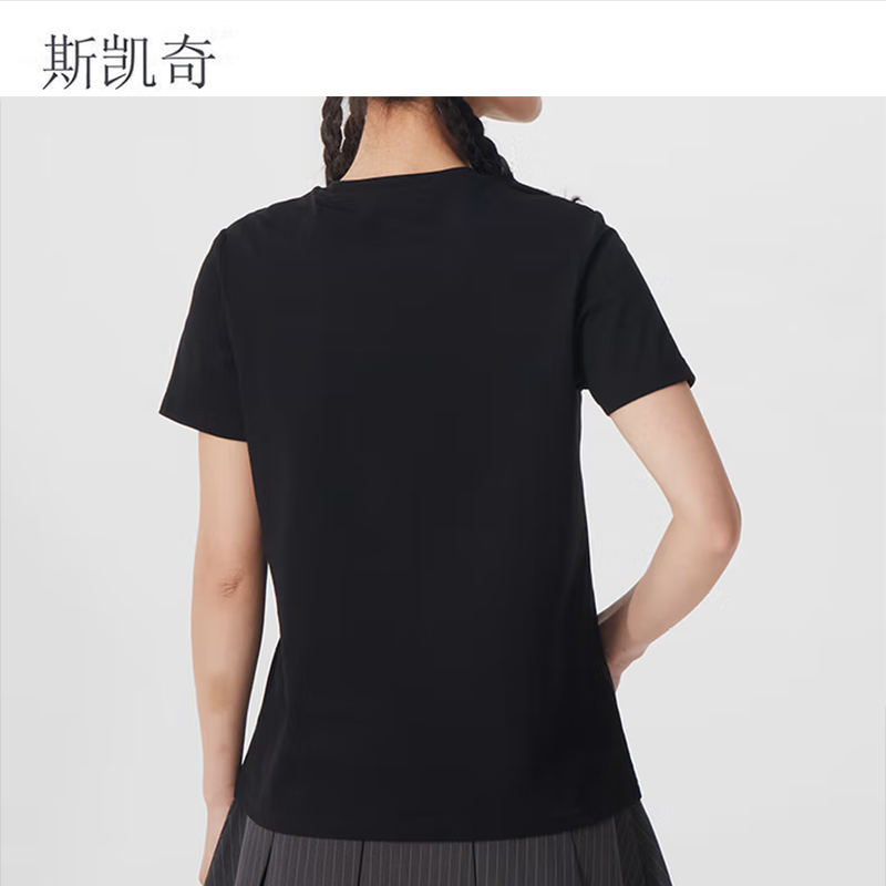 斯凯奇 女款黑色透气短袖 P225W302-03K8M 件高清大图