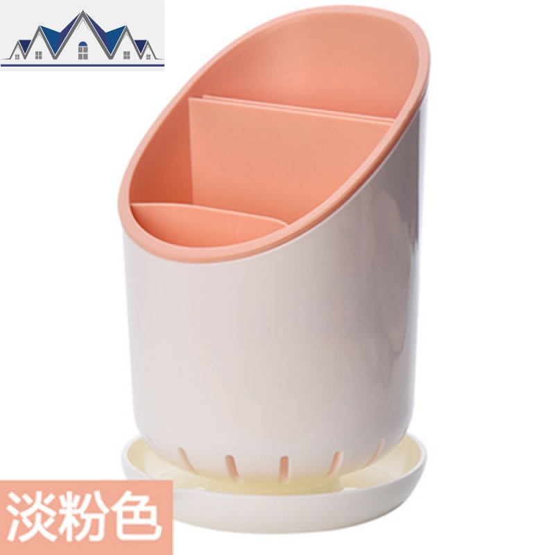 塑料沥水筷子架勺子置物架筷笼多功能厨房餐具收纳架筷子筒_20_569 淡粉色2层