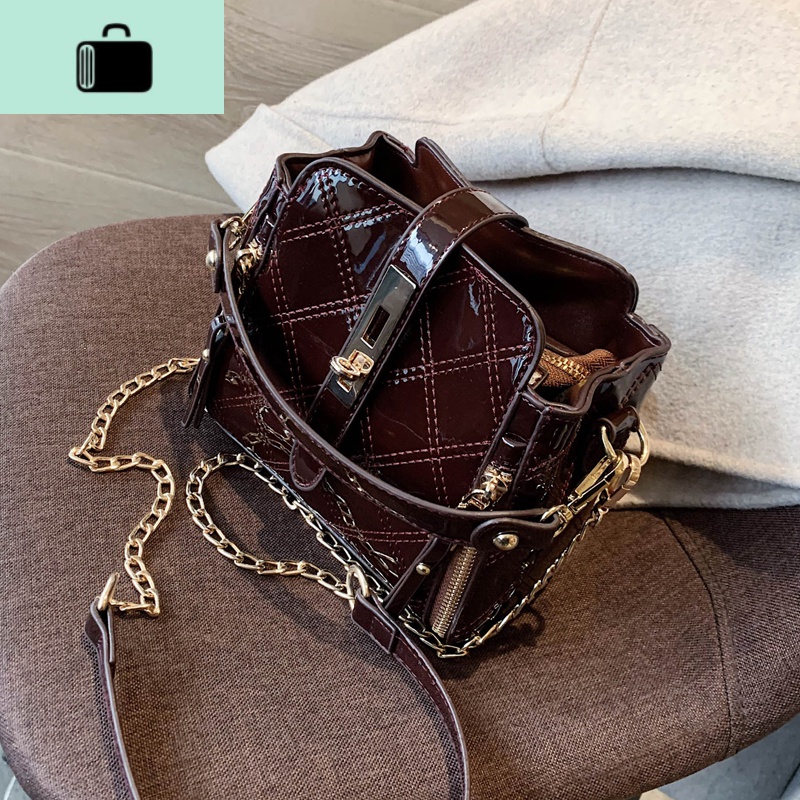 高级感洋气小包包女新款潮韩版百搭斜挎包链条漆皮时尚单肩包NEWLAKE高清大图