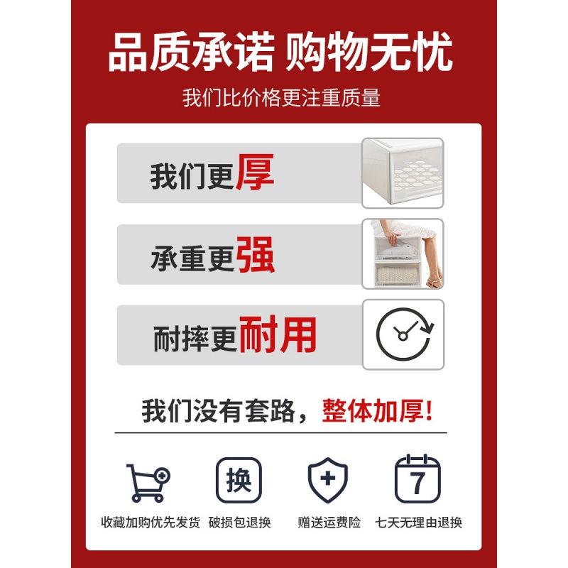 家柏饰(CORATED)收纳箱抽屉式柜子整理衣物衣服塑料内衣储物柜衣柜收纳盒透明高清大图