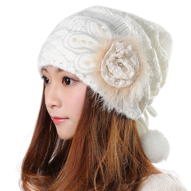 帽子女冬季毛线帽子女韩版学生可爱秋冬天新款保暖护耳针织帽0392