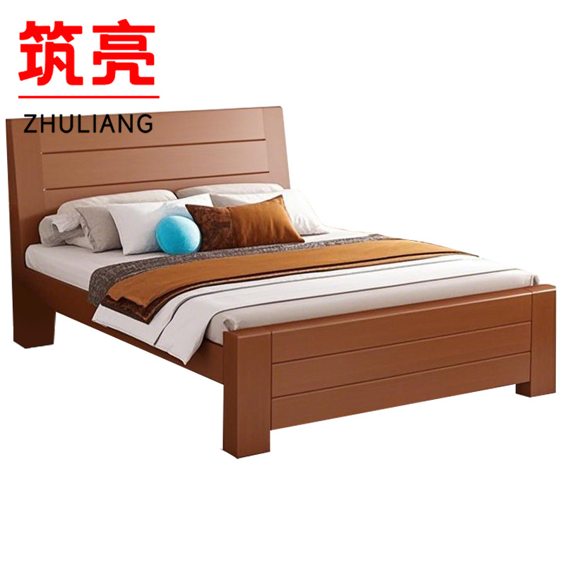 筑亮 床 120cm胡桃色+5cm床垫 套高清大图