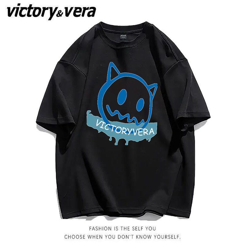 VICTORYVERA圆领短袖t恤女韩版宽松ins国潮牌美式复古印花上衣夏