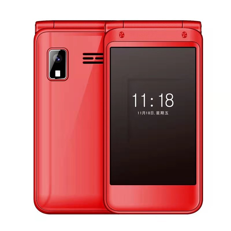 Gionee/金立V3+移动联通2G翻盖老年手机双屏双卡超长待机大屏大字大声大按键老人机备用商务老年机功能机正品红色