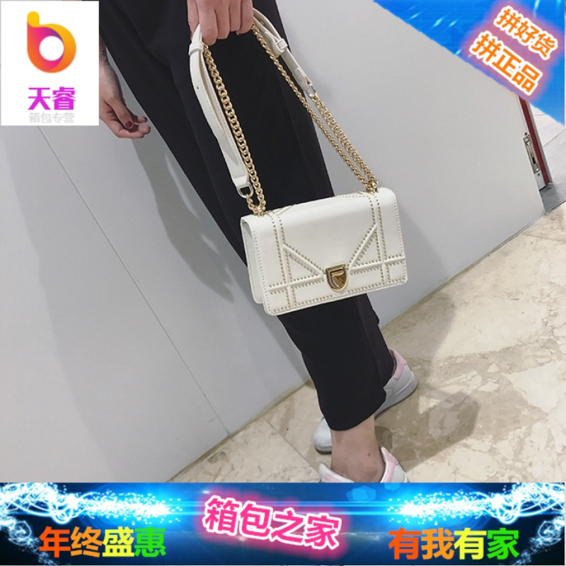 包包2018新款女包斜挎小包单肩包女士手提包铆钉链条包小方包
