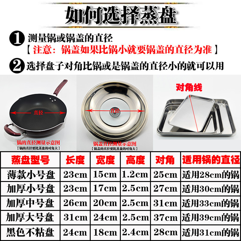 肠粉工具套装不锈钢盘子长方形肠粉蒸盘家用做肠粉盘烧烤平底托盘 加厚款大号盘(单盘)