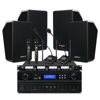 狮乐(SHILE)会议音响系统店铺商超背景音乐企业会议培训 6.5英寸壁挂木质音OK-555C+BG-6+SH20