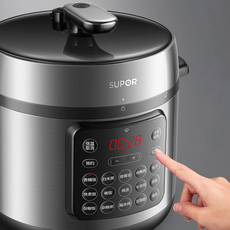 苏泊尔(SUPOR)大容量电压力锅大号电高压锅压力锅家用8升蒸煮多用锅双层蒸屉大面板24小时预约 SY-80YC17高清大图