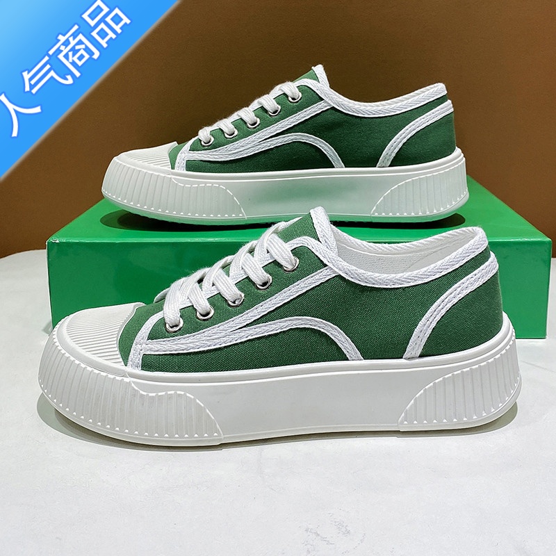 SUNTEK厚底小白饼干帆布板鞋女ins潮2023年春季新款百搭休闲运动鞋高清大图