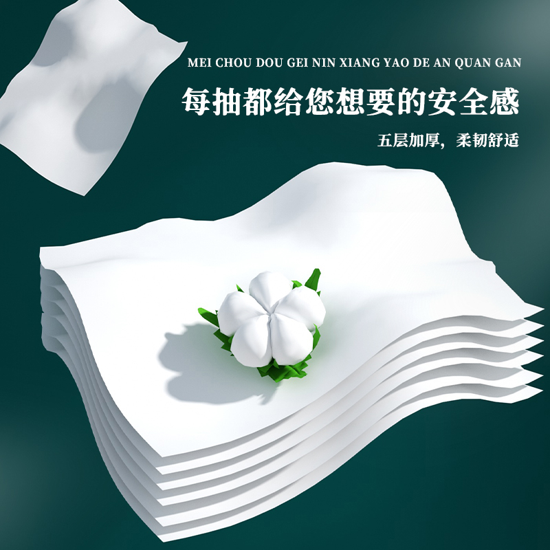 舒可乐 可湿水抽取式纸面巾5层80抽每包原生木浆抽纸实惠装餐巾纸家庭装纸抽卫生纸家用母婴可用 8包装高清大图