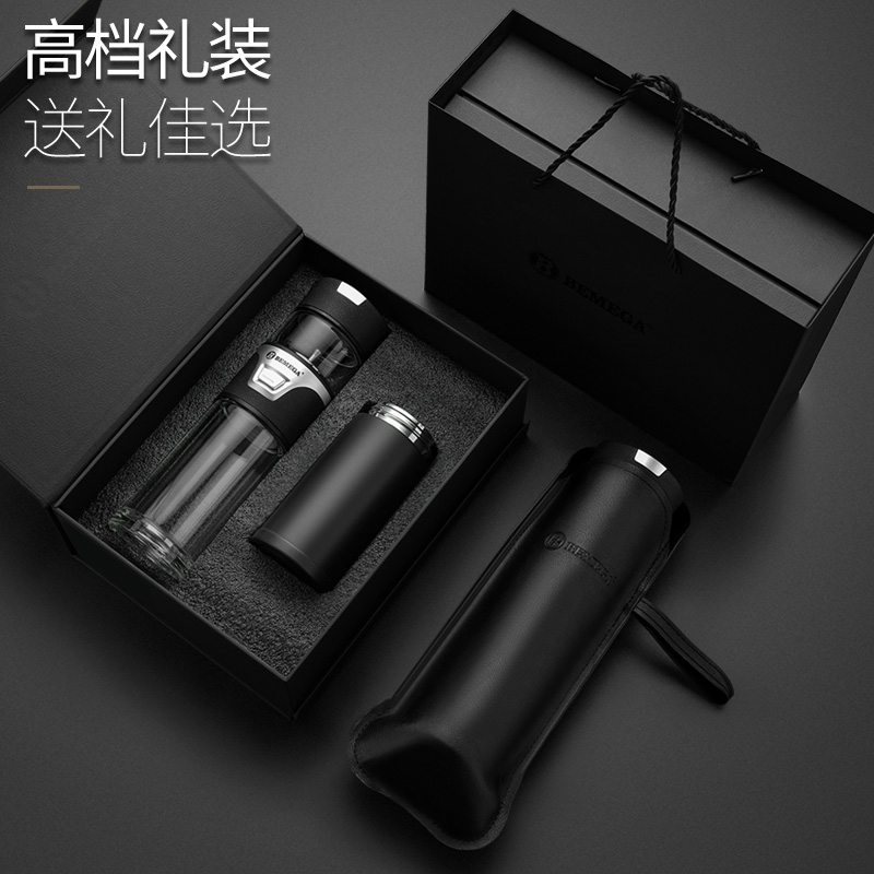 家柏饰(CORATED)茶水分离泡茶杯双层玻璃杯男女便携隔热透明水杯子 睿智蓝（双层高硼硅玻璃款）高清大图