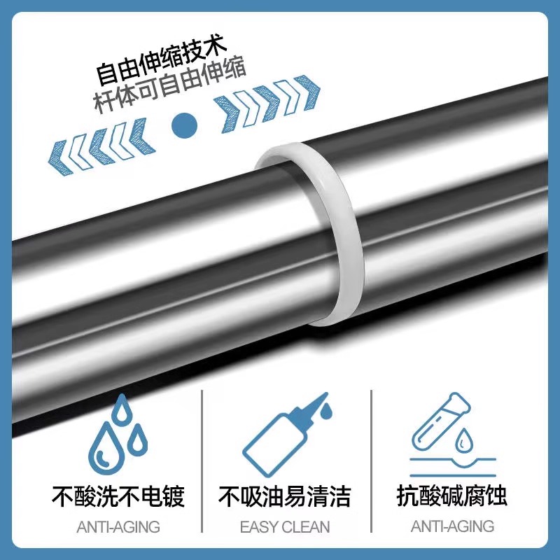 [补贴10%]免打孔伸缩杆浴帘杆窗帘杆阳台衣柜撑杆门帘杆晾衣杆挂杆罗马杆高清大图